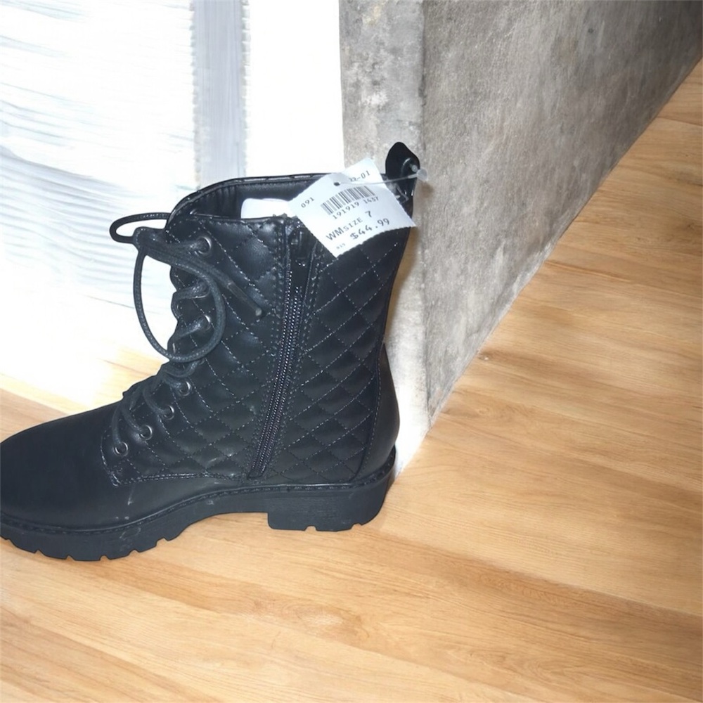 Black Quilted faux leather Women's Boots